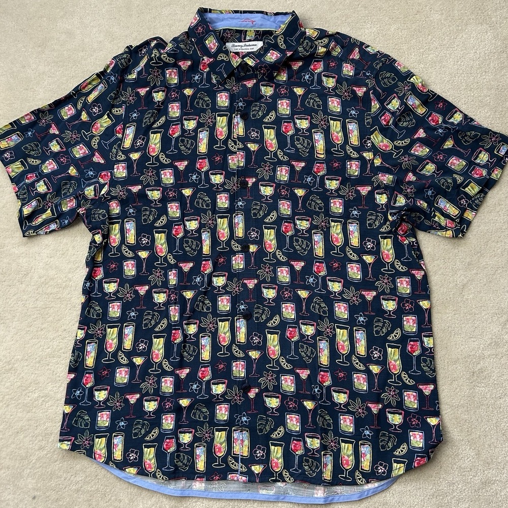 Tommy Bahama Shirt Men's XL Veracruz Cay Button Up Hawaiian Cocktails